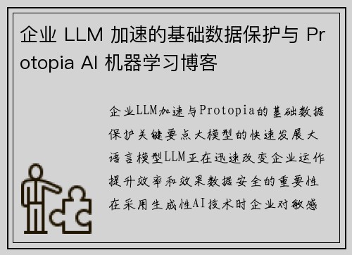 企业 LLM 加速的基础数据保护与 Protopia AI 机器学习博客
